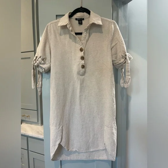 beige tunic dress DOLCE CABO Vegan Leather Tunic Dress - Creme